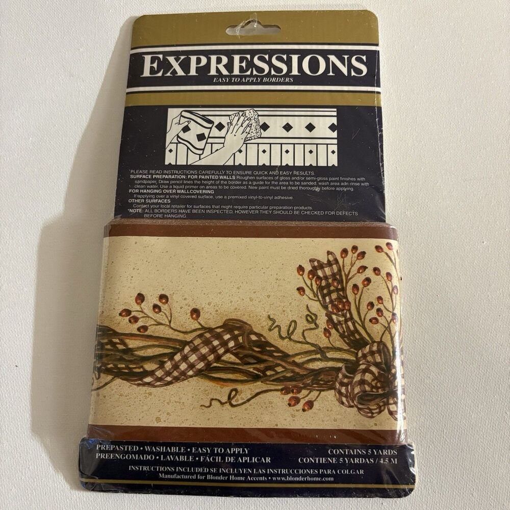 Expressions Grapevine & Pips Wallpaper Border 5 yards SB10259B Rustic Country